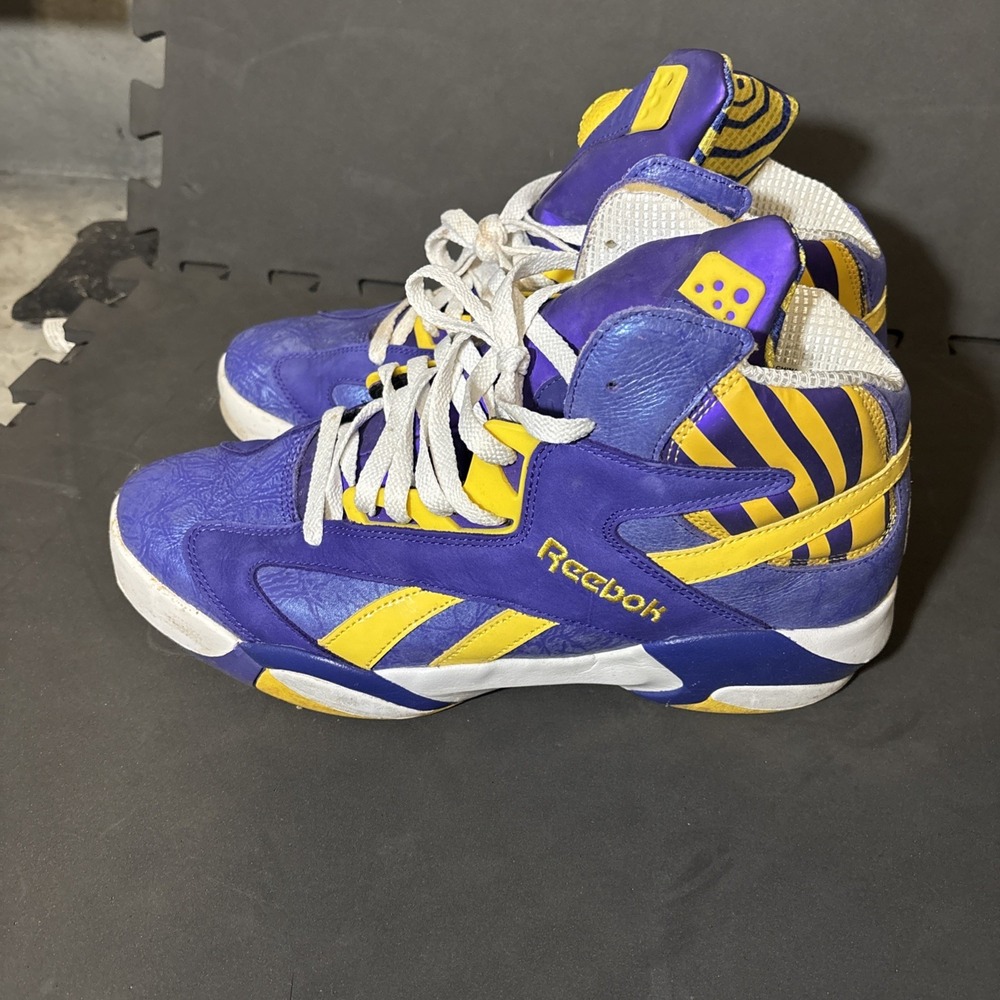 Reebok Shaq Attaq Pump lakers Purple‎ Yellow Men's Size 12 Shaquille O'Neal - Picture 6 of 16